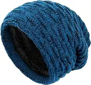 [Hebenie] Beanie Hats for Women - Knitted Winter Warm Hat Thermal Fleece Line Slouch Beanies Ladies Cable Knit Classic Skull Cap for Women Girls