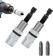 2pcs Magnetic Drill Bit Holder for Impact Driver 65mm 1/4" Hex + 2pcs Ph2 Screwdriver Bits Quick Release Extension Bar Drill Screw Professional Compatible with Bosch Makita Dewalt Milwaukee