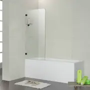 Frameless Bath Panel Shower Screen 700x1450mm Matte Black