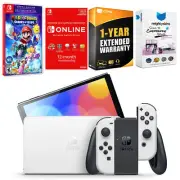 Nintendo Switch White OLED + Mario Rabbids Sparks of Hope, NSO 1 Year Membership