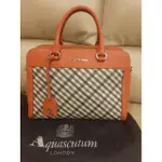 AQUASCUTUM  經典格紋 拼橘色 手提斜背包