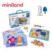 【西班牙miniland】1.5CM小拼豆幼童150顆學習組-附透明板圖卡 西班牙原裝進口 兒童玩具 玩具 益智玩具