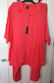 GODBODY Men 2 Piece 100% Linen Shirt and Pants Set 4XL Button Up Pintuck - NEW