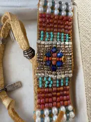 SUNDANCE Adonnah Langer Chili Rose Multicolor Beaded Leather Bracelet *NEW*