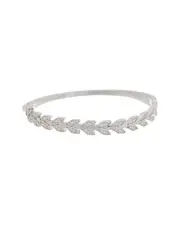 Juvell 18K Plated CZ Leaf Bangle Bracelet