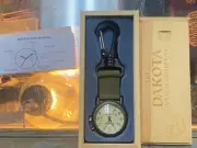 Dakota Light Backpacker Clip Watch Green Military NEW Wood Box