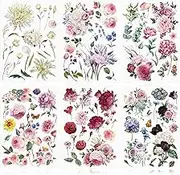6 Sheets Spring Flowers Rub on Transfers Vintage Rose for Furniture Bird Flower Rub on Decals Wood Crafts DIY Arts Large Transfer 16 x 12 Inches(Flower Style)