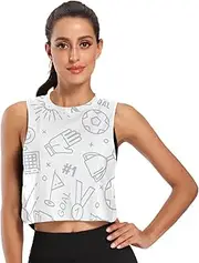 [Joisal] Abstract Geometric Lines Athletic Tank Tops for Women Sleeveless Yoga Running Gym Womens Exercise Tops