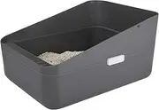 Sfozstra Open Litter Box,Prevent Sand Leakage, Secure and Odor Litter Box, Durable High Side Sifting Litter Box for Small Cats, Removable Litter Box, Easy to Clean and Assemble(Gray M)