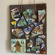 A Broken Landscape - mixed media, one of a kind 16" x 13"