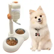 Fhiny Dog Water Feeder Bottle with Stand, Double Bowl Adjustable Automatic Di...