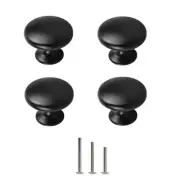 4X Matt Black Cabinet Hardware Round Mushroom Knob Drawer Handles 30mm/1.18" ...