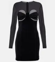 [Nensi Dojaka] Nensi Dojaka Cutout velvet minidress AU 8 black