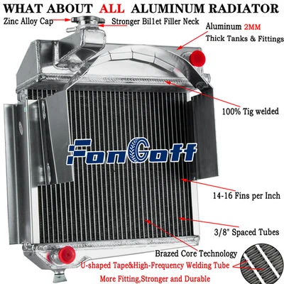 3 Row Alum Radiator For Austin Healey Sprite Bugeye Frogeye Mg Midget 948 &1098`
