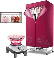 Portable Clothes Dryer Electric Drying Rack,Air Dryer 2Tier Laundry Clothing Dryers Heater,1000W Indoors Fast Warm Air Drying Wardrobe Quick Dry,Pink