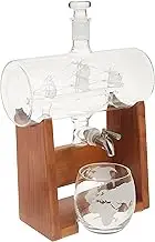 NutriChef Whiskey Decanter & Glasses Set with Stopper & Base, 1100 ml Capacity