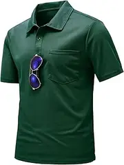 [TBMPOY] Men's Polo Shirts Short Sleeve Quick Dry Casual Sports Outdoor Golf Shirt with Pocket