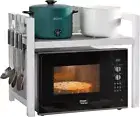 2 Tier Expandable Microwave Shelf Microwave Stand,6 Hooks 1