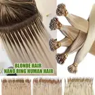 Thick 200PCS Russian Nano Ring Loop Micro Bead Human Remy Hair Extensions Blonde