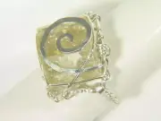 BUTW Hammered Sterling Silver Wire Wrapped Green Apatite Ring (Size 5) 9917D TLE