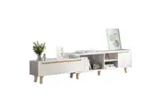 Foret TV Cabinet Stand Entertainment Unit Adjustable Storage Shelf Wooden 200-230cm