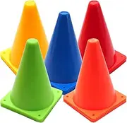 Biendo Pack of 25 Soccer Cones 7 inch Football Traffic Cones Markers Discs Stackable for Agility Training Skating