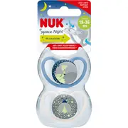 Nuk Space Night Silicone Soother 18-36M Assorted 2 pack
