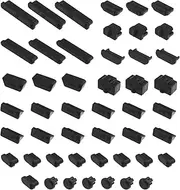 ECSiNG 48Pcs USB Port Plug Covers Set Silicone USB Anti Dust Cap Protector Charging Port Cover Kit Electronic Accessories for Phones Laptops Computer Black