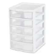 Sterilite Clearview Small Plastic 5 Drawer Desktop Storage Bin System, 16 Pack