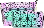 [Magibag] Women Geometric Rhomboids Lattice Wallet Iridescent Purse Long Coin Purse Clutch Cell Phone Case (Geometry)