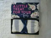 Ladies Peter Alexander grey stripe socks Size M/L IN GIFT BOX