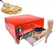 1000W Commercial Electric Pizza Oven,12-Inch Portable Tabletop Pizza Oven with Insulated Handle/Crumb Tray/360° Uniform Temperature, Drawer Toaster Oven for Party and Outdoor Cooking
