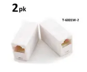 2-PACK RJ45 8P8C Ethernet F/F Straight Thru Network Inline Coupler, T-6001W-2