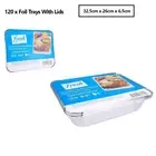120 x Aluminium Foil Tray Container W/Lid BBQ Takeaway Roasting Oven Baking Tray