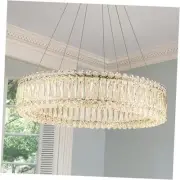 Modern Crystal Chandelier 23.6", Luxury LED Ring Dimmable Pendant Light with