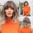 Fashion Short Loose Curly Wigs Cosplay Travel Daily Natural Brown Wig with Bangs