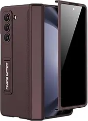 [Miimall] for Samsung Galaxy Z Fold 5 Case with Privacy Screen Protector, Built-in Convenient Adjustable Kickstand & Magnetic Hinge Protection All-Inclusive Protective Case for Galaxy Z Fold 5 Wine Red