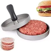 Burger Press, Hamburger Patty Forming Machine,Non-Stick Burger Patty Mould with 40 Wax Paper Discs 11cm Aluminum Burger Press Quarter Pounder Ideal for BBQ
