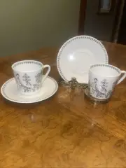 Vintage Arabia Finland EMILIA Set 2 Tea Coffee Cups & Saucers Raija Uosikkinen