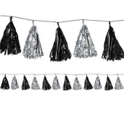 Silver and Black Foil Tassel Garland Banner