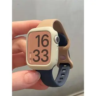 適用Apple watch表帶撞色硅膠蝴蝶扣運動iwatch87654321代SE女新