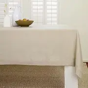 Solino Home Linen Tablecloth 60 x 132 Inch – 100% Pure Linen Natural Tablecloth for Spring, Summer, Indoor, Outdoor – Fete, Handcrafted from European Flax and Machine Washable