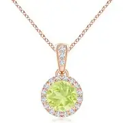 Claw-Set Round Peridot Pendant with Diamond Halo
