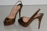 $995 NEW Christian Louboutin N Prive Pumps EXOTIC Bronze SNAKE Shoes 36 40 41