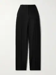 [The Row] The Row - Encore Grain De Poudre Wool Straight-leg Pants - Black - US12 US 12 Black