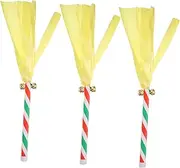 ERINGOGO 3pcs Dance Bell Stick Cheerleader Pom Poms for Fan Cheering Accessories Performance Prop Dance Props for Stage Performing Prop Cheerleaders Bells Cloth Yellow