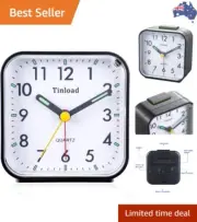Small Battery Operated Analog Alarm Clock Silent Non Ticking, Ascending Beep ...