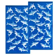 Renee Taylor 2 Pack Jacquard Velour Kids Beach Towel Shark