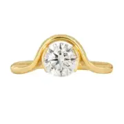 One Carat Round Engagement Ring Solitaire Moissanite 925 Sterling Silver