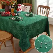 Christmas Tablecloth Rectangle, Green Poinsettia Jacquard Tablecloths 52 x 70...